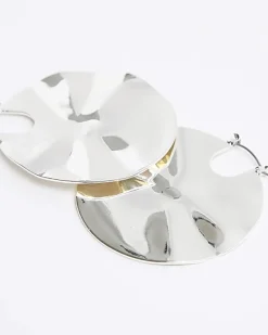 River Island Silver Textured Hoop Earrings< Jewellery