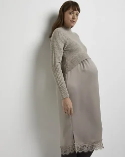 River Island Stone 2 in 1 maternity midi dress< Maternity