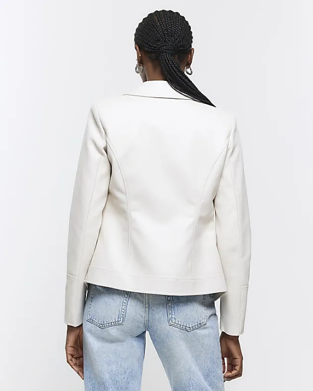 River Island Stone faux leather blazer< Suits & Tailoring