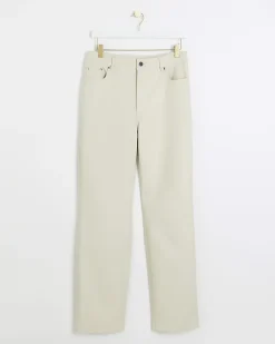 River Island Stone faux leather straight leg trousers< Trousers