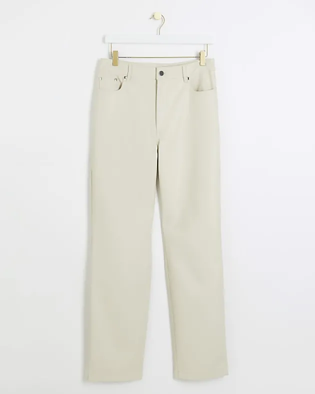 River Island Stone faux leather straight leg trousers< Trousers