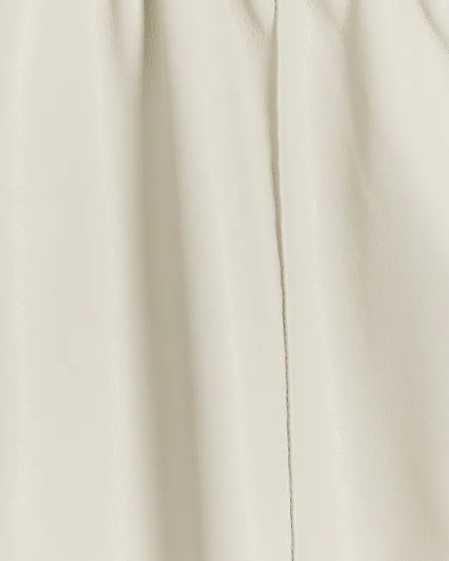 River Island Stone faux leather wide leg trousers< Trousers