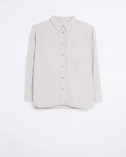 River Island Stone oversized shirt with linen< Co-ord Sets