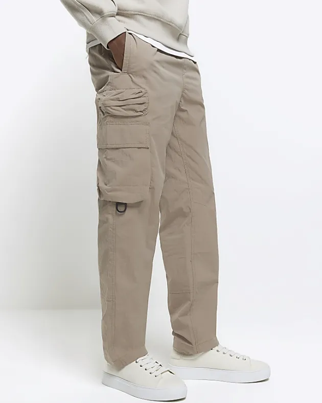 River Island regular fit elasticated cargo trousers< Trousers