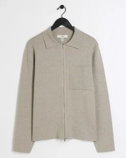 River Island regular fit knit zip up jumper< Jumpers & Cardigans