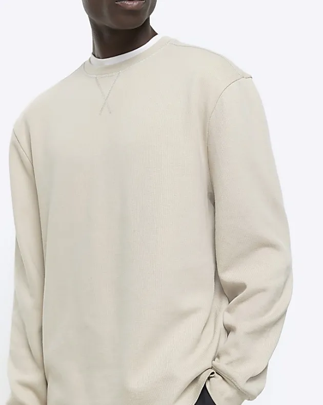 River Island regular fit rib sweatshirt< Hoodies & Sweatshirts