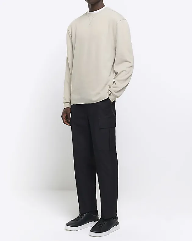 River Island regular fit rib sweatshirt< Hoodies & Sweatshirts