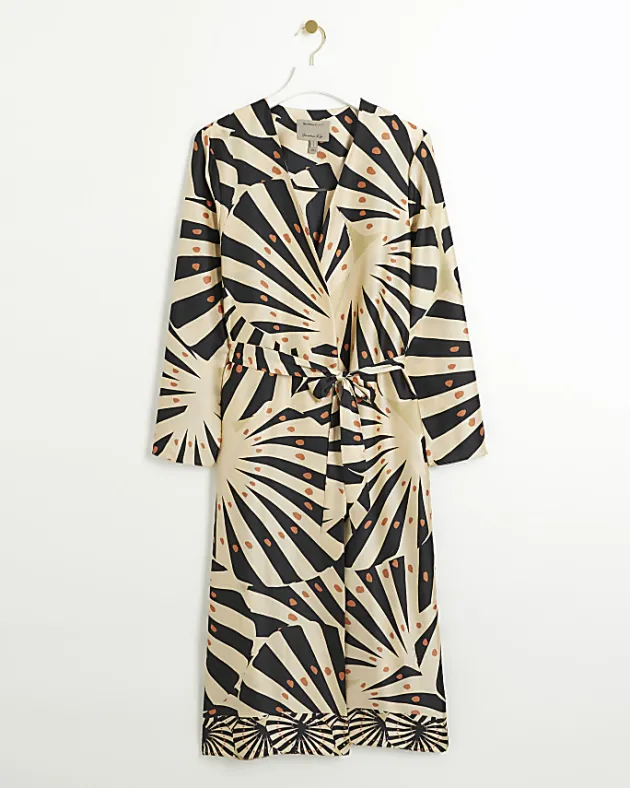 River Island Stone satin stripe longline duster coat< Co-ord Sets