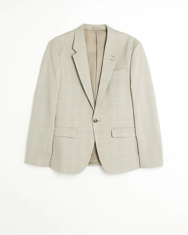 River Island slim fit check suit jacket< Suits