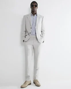 River Island slim fit linen blend suit jacket< Suits