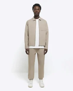 River Island slim fit textured zip up sweatshirt< Matching Sets