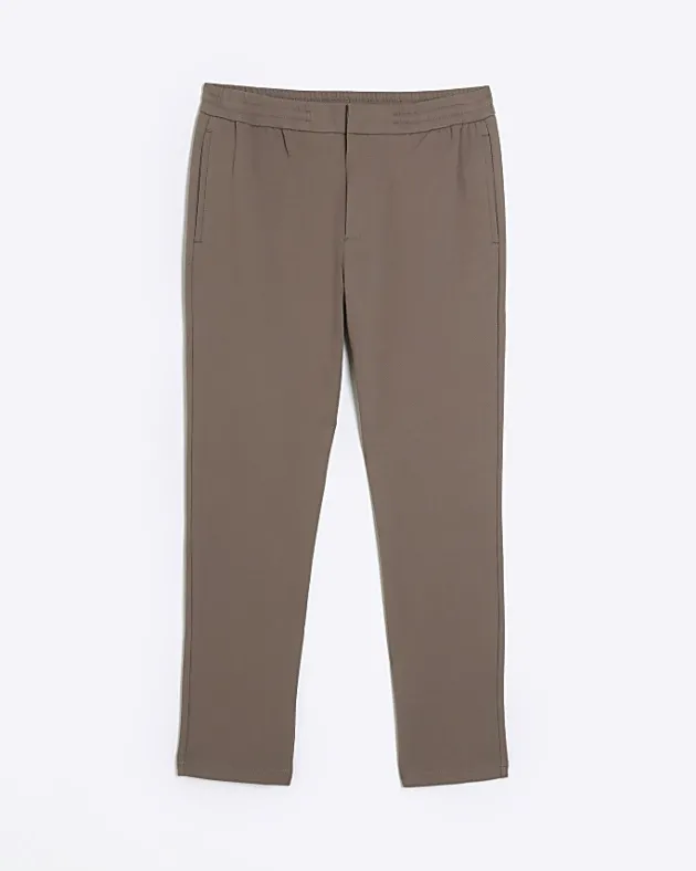 River Island slim fit twill pull on smart joggers< Trousers