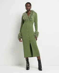 River Island Tall faux fur bodycon midi dress< Dresses