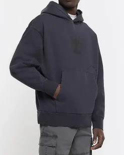 River Island Washed regular gothic graphic hoodie< Hoodies & Sweatshirts