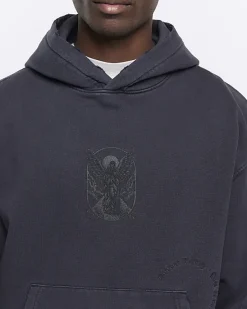 River Island Washed regular gothic graphic hoodie< Hoodies & Sweatshirts
