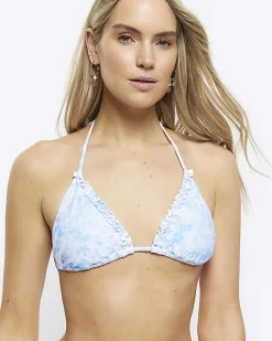 River Island floral frill triangle bikini top< Swimwear & Beachwear