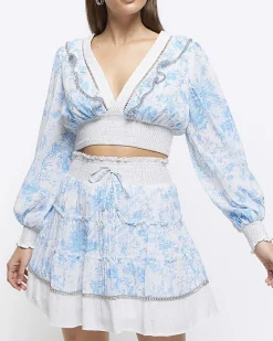 River Island floral shirred mini skirt< Skirts