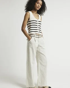 River Island high waisted stripe loose jeans< Jeans
