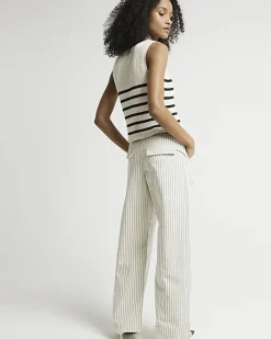River Island high waisted stripe loose jeans< Jeans