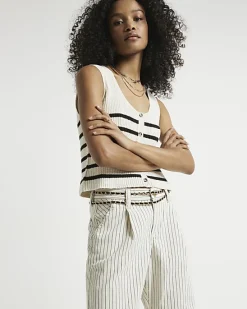 River Island high waisted stripe loose jeans< Jeans