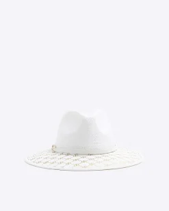 River Island monogram straw fedora hat< Accessories