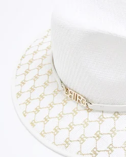 River Island monogram straw fedora hat< Accessories