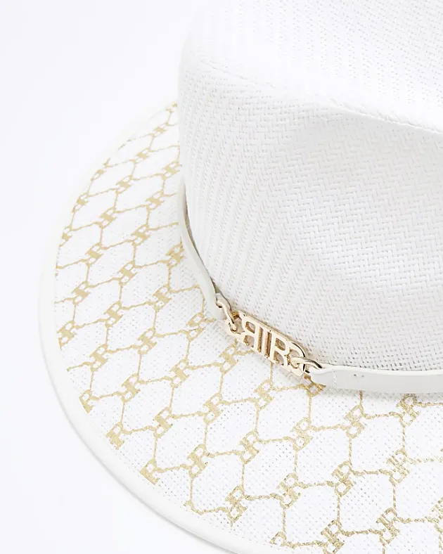 River Island monogram straw fedora hat< Accessories