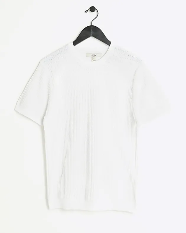 River Island muscle fit brick knit t-shirt< Jumpers & Cardigans