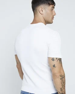River Island muscle fit brick knit t-shirt< Jumpers & Cardigans