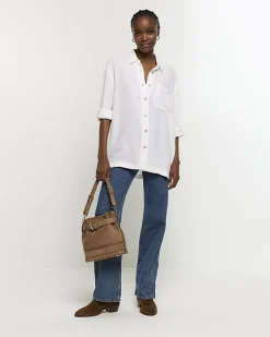 River Island oversized shirt with linen< Co-ord Sets