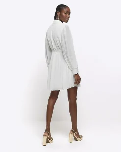 River Island plisse tie waist mini shirt dress< Dresses