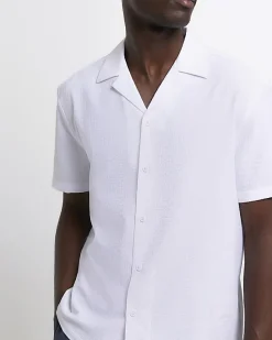 River Island Regular Fit Seersucker Revere Shirt< Shirts
