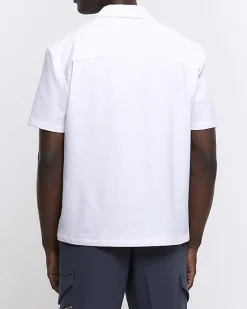 River Island Regular Fit Seersucker Revere Shirt< Shirts