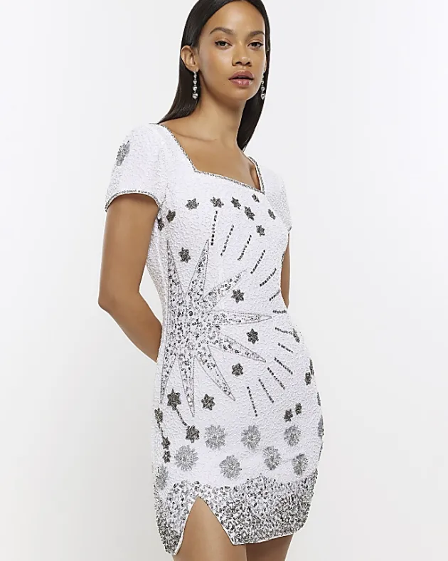 River Island silk sequin detail bodycon mini dress< Dresses