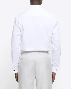 River Island slim fit double cuff smart shirt< Shirts