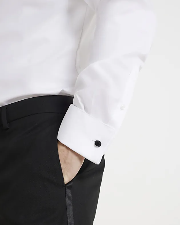 River Island slim fit double cuff smart shirt< Shirts