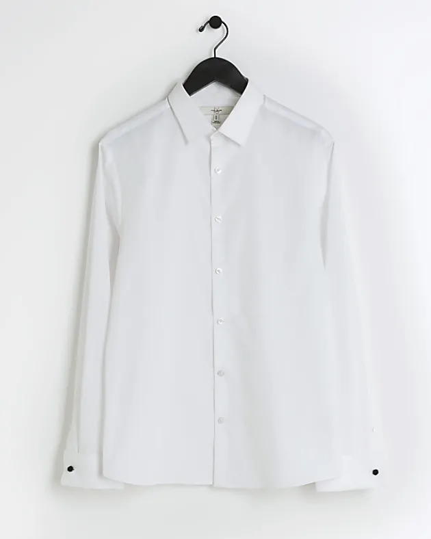 River Island slim fit double cuff smart shirt< Shirts
