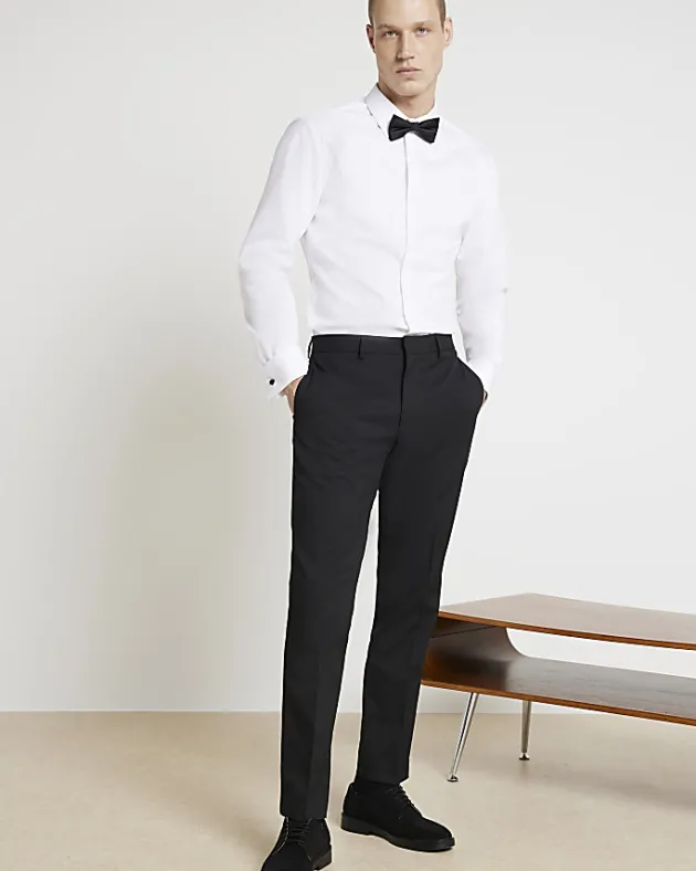 River Island slim fit double cuff smart shirt< Shirts