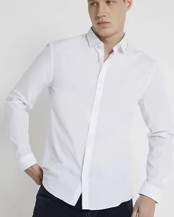 River Island slim fit long sleeve shirt< Big & Tall