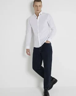 River Island slim fit long sleeve shirt< Big & Tall