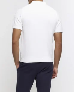 River Island slim fit textured knit polo< Polo Shirts