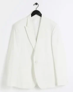 River Island slim fit tuxedo suit jacket< Suits