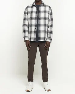 River Island slim fit waffle textured check shirt< Shirts