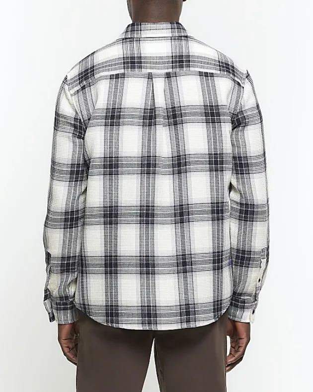 River Island slim fit waffle textured check shirt< Shirts