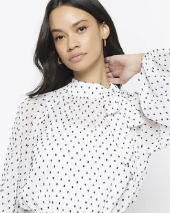 River Island spot bow swing midi dress< Dresses