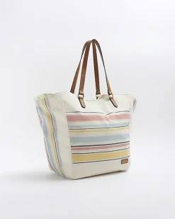 River Island canvas stripe tote bag< Bags, Purses & Luggage