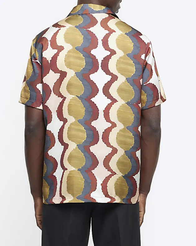 River Island Yellow regular fit geometric revere shirt< Shirts