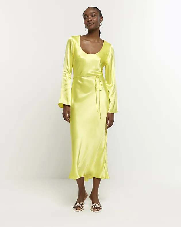 River Island satin belted slip midi dress< Dresses